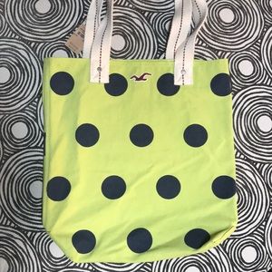 NWT! HOLLISTER cotton canvas dot tote beach bag